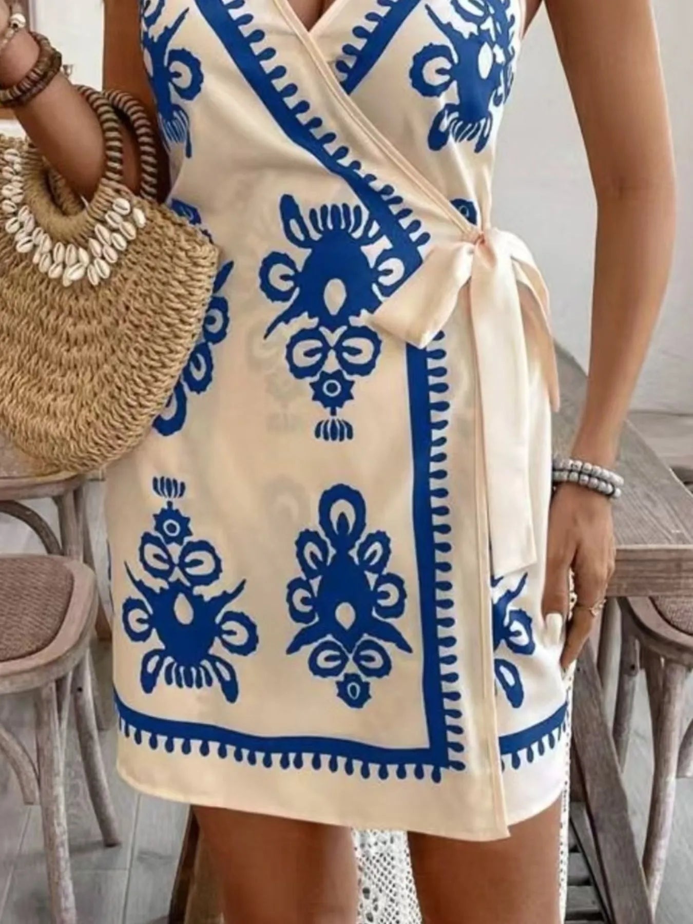 Floral Print Spaghetti Strap Wrap Mini Dress | Dresses Mini Dress from PHUNKYN