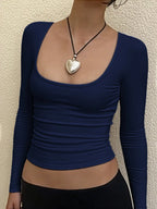 Long Sleeve Scoop Neck Fitted T-Shirt | T-Shirts T-Shirt from PHUNKYN