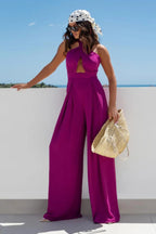 Halter Neck Wide Leg Jumpsuit with Keyhole Detail | One-Pieces Jumpsuit from PHUNKYN