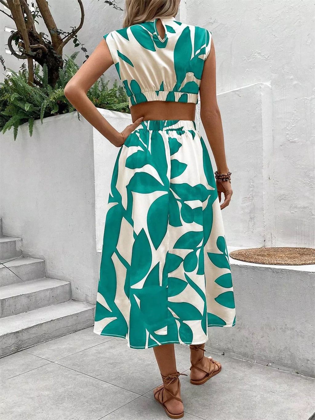 Cutout Printed Sleeveless Dress | Dresses Dress from PHUNKYN