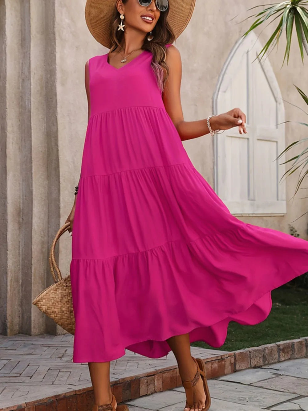 Tiered V-Neck Sleeveless Dress | Dresses Dress from PHUNKYN