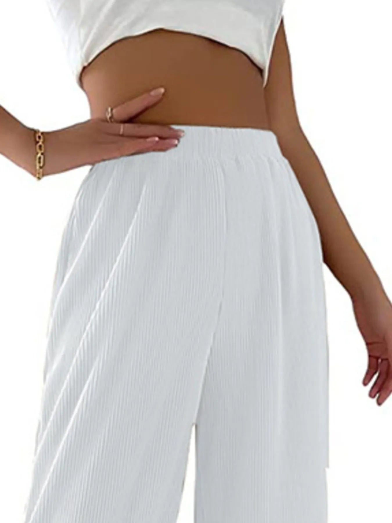 Elastic Waist Wide Leg Pants | Trousers Wide Leg Pants from PHUNKYN