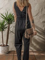 Wrap Surplice Sleeveless High Waist Jumpsuit | One-Pieces Jumpsuit from PHUNKYN