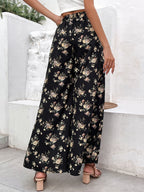 Floral Side Slit Wide Leg Pants | Pants Side Slit Pants from PHUNKYN