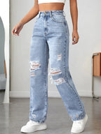 Distressed High Waisted Jeans | Jeans Jeans from PHUNKYN