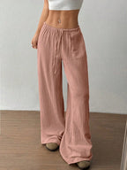 Drawstring Wide-Leg Casual Pants | Trousers Wide Leg Pants from PHUNKYN