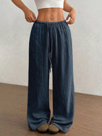 Wide Leg Drawstring Casual Pants | Trousers Wide Leg Pants Set from PHUNKYN