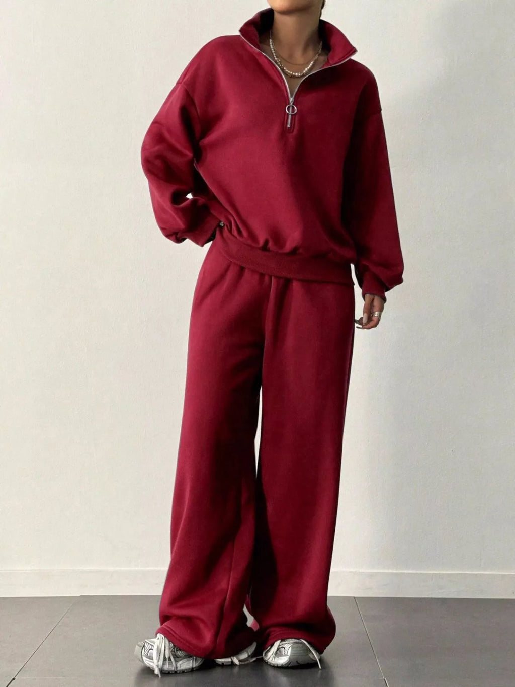 Half-Zip Long Sleeve Sweatshirt and Pants Set | Outfit Sets Top and Pants Set from PHUNKYN