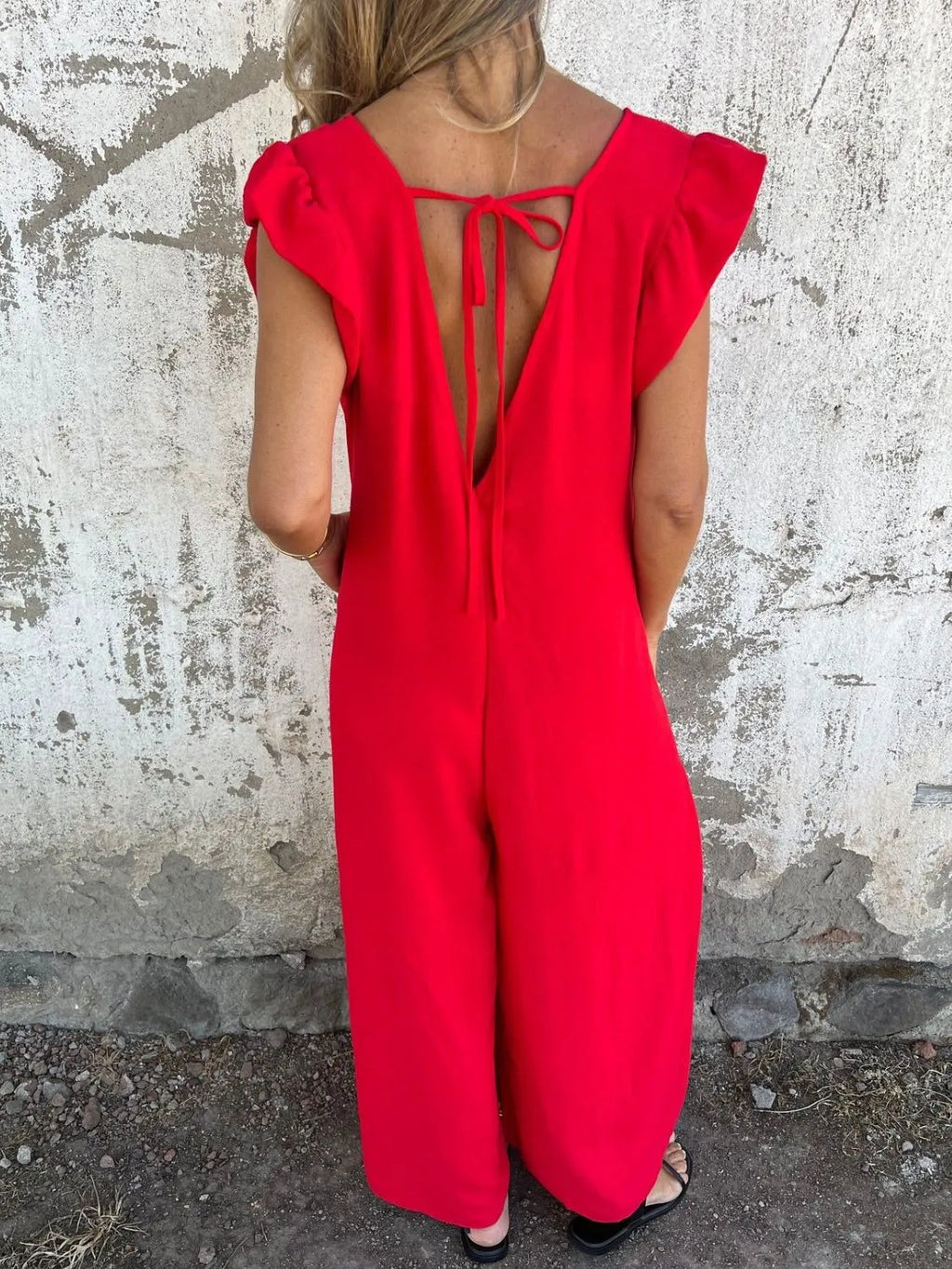 Full Size V-Neck Cap Sleeve Wide Leg Jumpsuit Plus Size | One-Pieces Jumpsuit from PHUNKYN