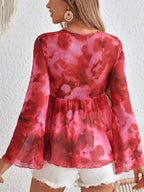 Tie-Front Flare Sleeve Blouse | Blouses Blouse from PHUNKYN