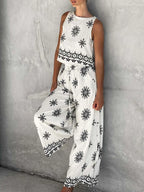 Printed Tank and Pants Set | Outfit Sets Top and Pants Set from PHUNKYN