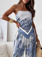 Tie Back Printed Cami and Pants Set | Outfit Sets Top and Pants Set from PHUNKYN