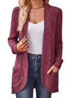 Ribbed Knit Open Front Cardigan with Pockets | Cardigans Cardigan from PHUNKYN