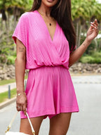Surplice Short Sleeve Romper One-Pieces Romper PHUNKYN