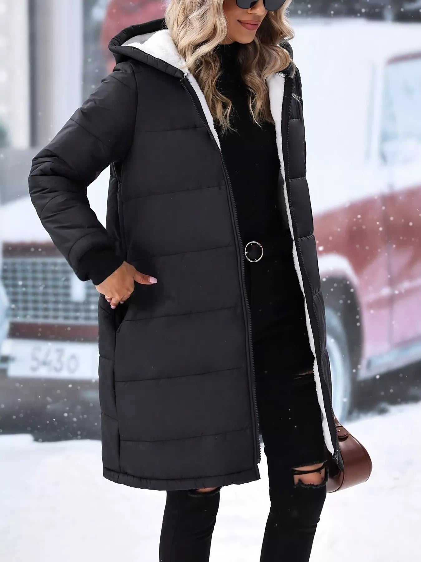 Quilted Zip Up Puffer Coat with Hood | Puffer Jackets Puffer Coat from PHUNKYN