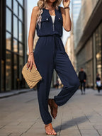 Drawstring Waist Sleeveless Jumpsuit One-Pieces Jumpsuit PHUNKYN
