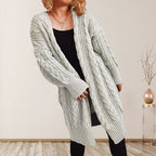 Cable-Knit Open Front Dropped Shoulder Cardigan | Cardigans Cardigan from PHUNKYN