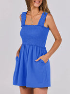 Smocked Square Neck Sleeveless Romper Dresses Romper PHUNKYN