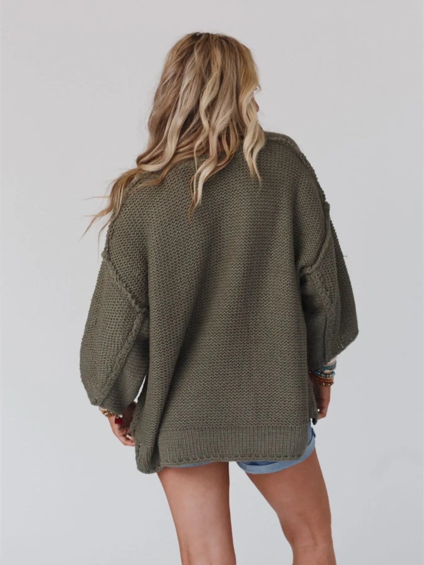 Round Neck Oversized Knit Top with Relaxed Fit | Sweaters Sweater from PHUNKYN
