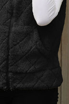 Fuzzy Plaid Texture Zip Up Vest Coat | Vest from PHUNKYN