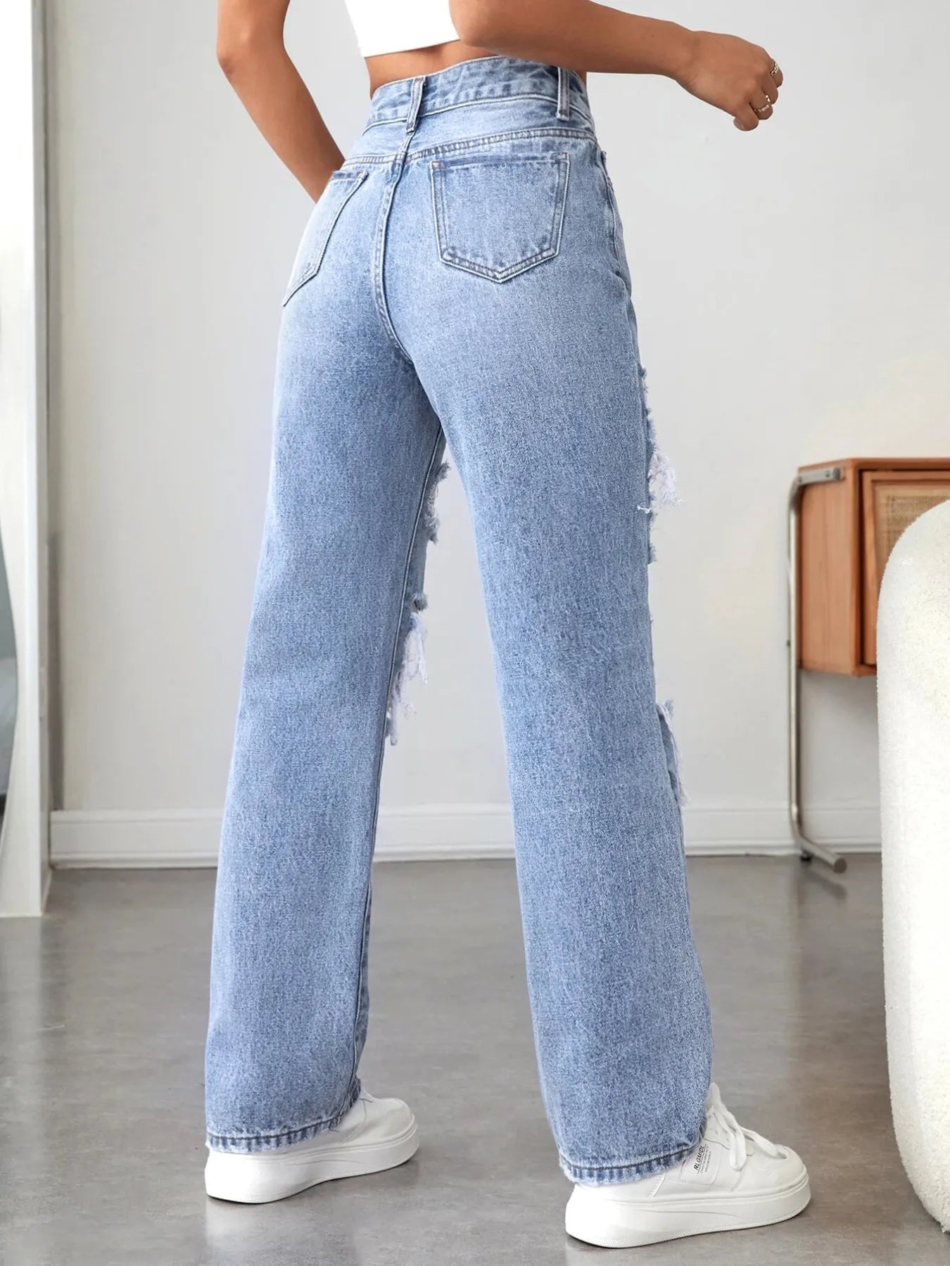 Distressed High Waisted Jeans | Jeans Jeans from PHUNKYN