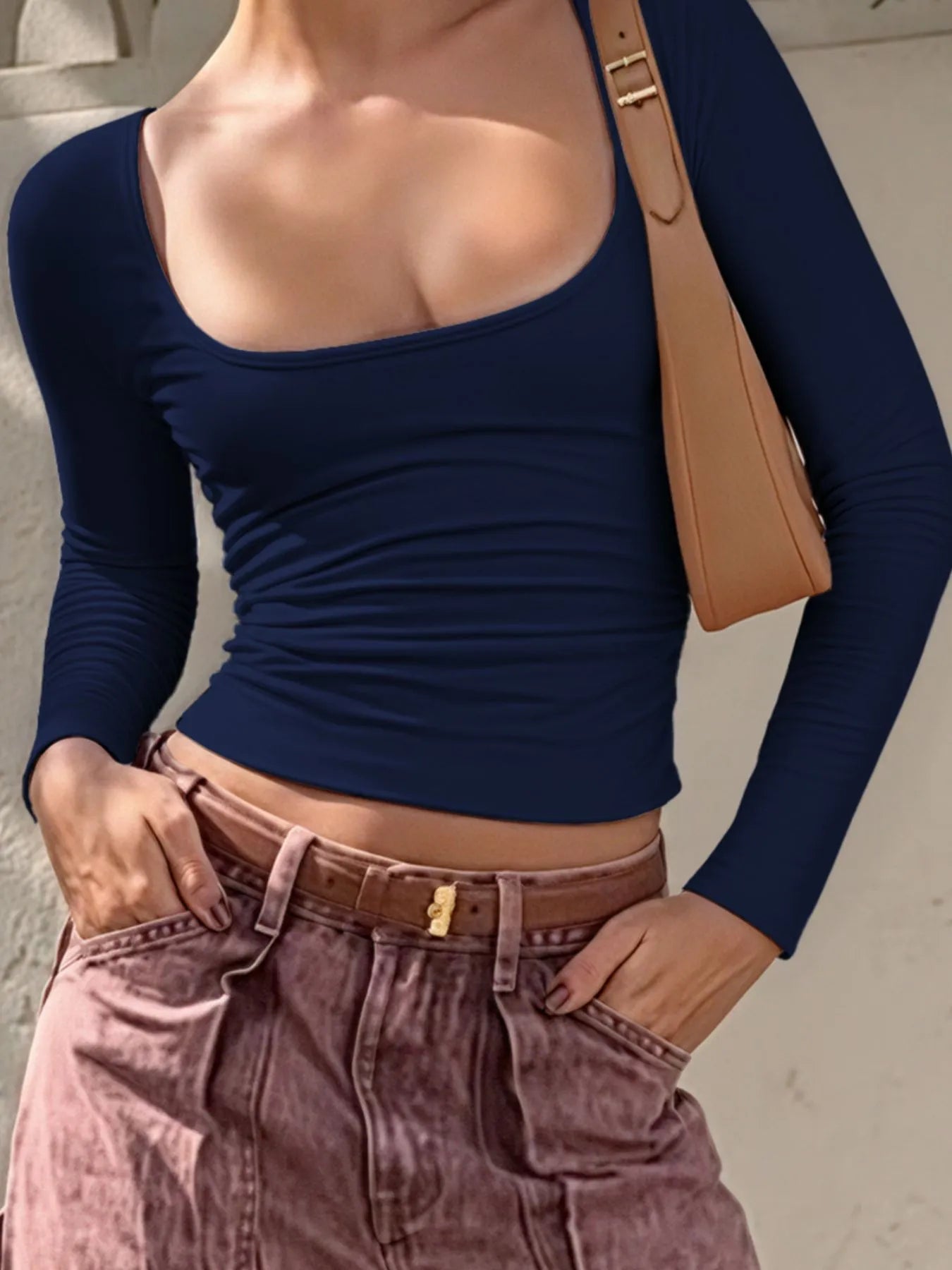 Long Sleeve Scoop Neck Fitted T-Shirt | T-Shirts T-Shirt from PHUNKYN