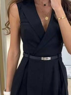 Solid Sleeveless Surplice Romper | One-Pieces Jumpsuit from PHUNKYN