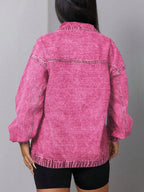 Zip Collar Long Sleeve Denim Top | Shirts Denim Top from PHUNKYN