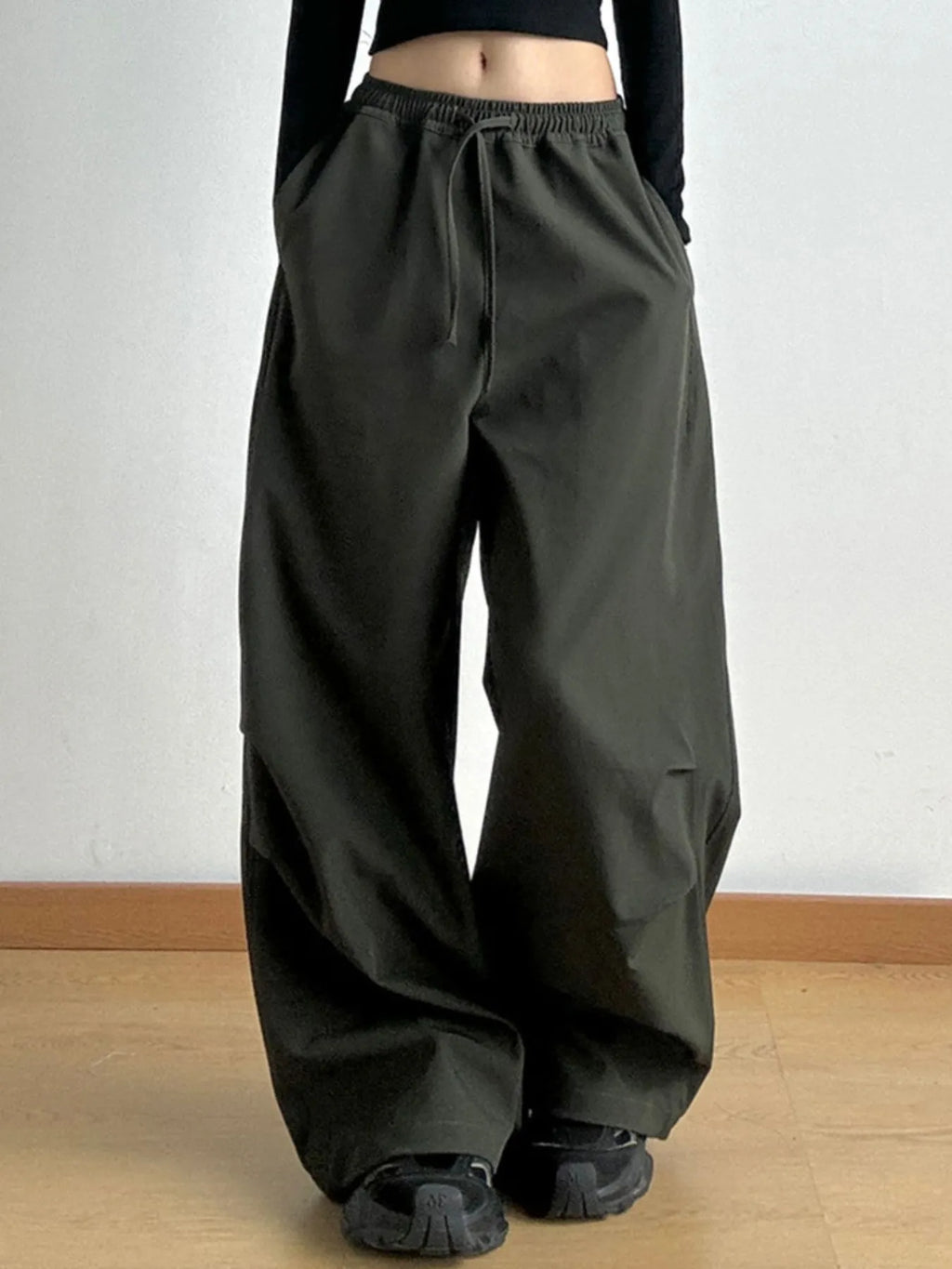 Wide Leg Pants with Drawstring Waist | Trousers Wide Leg Pants from PHUNKYN