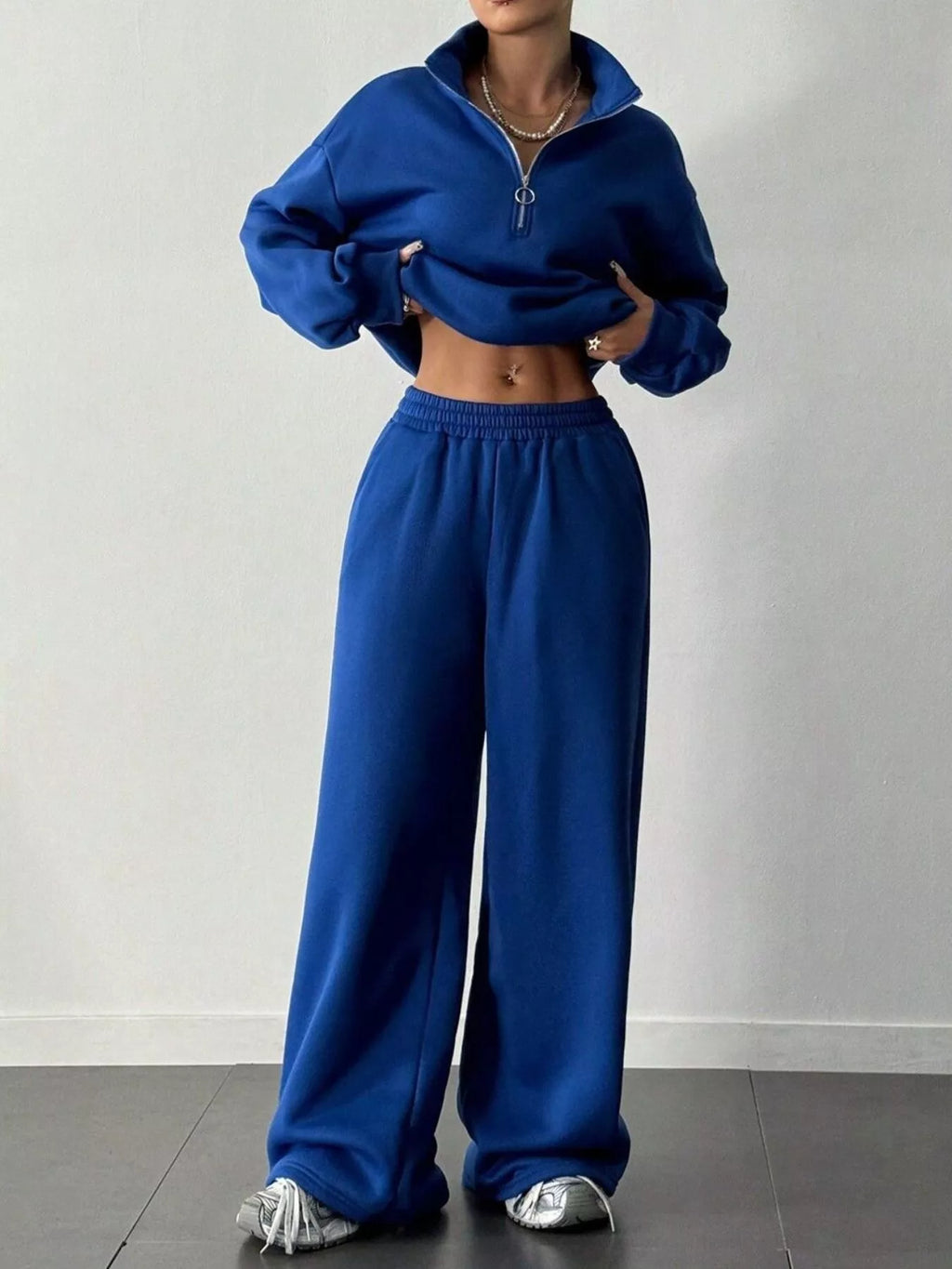 Half-Zip Long Sleeve Sweatshirt and Pants Set | Outfit Sets Top and Pants Set from PHUNKYN