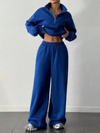 Half-Zip Long Sleeve Sweatshirt and Pants Set | Outfit Sets Top and Pants Set from PHUNKYN
