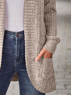 Ribbed Knit Open Front Cardigan with Pockets | Cardigans Cardigan from PHUNKYN