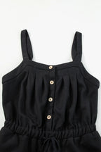 Knotted Straps Button Textured Drawstring Jumpsuit | One-Pieces Jumpsuit from PHUNKYN