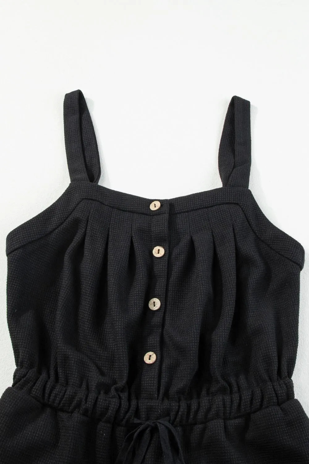 Knotted Straps Button Textured Drawstring Jumpsuit | One-Pieces Jumpsuit from PHUNKYN