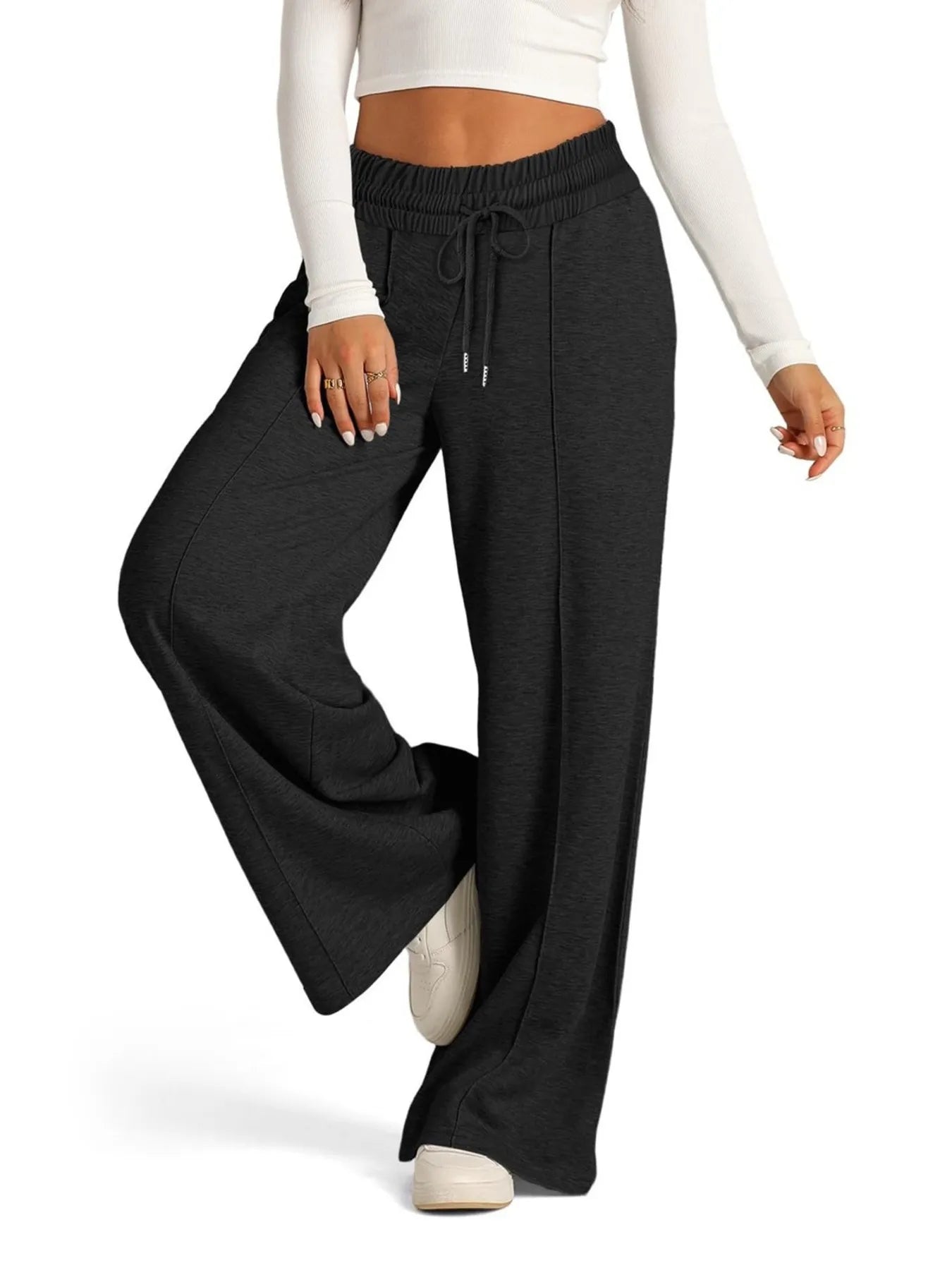 Drawstring Relaxed Fit Wide Leg Pants | Trousers Women's Trousers from PHUNKYN