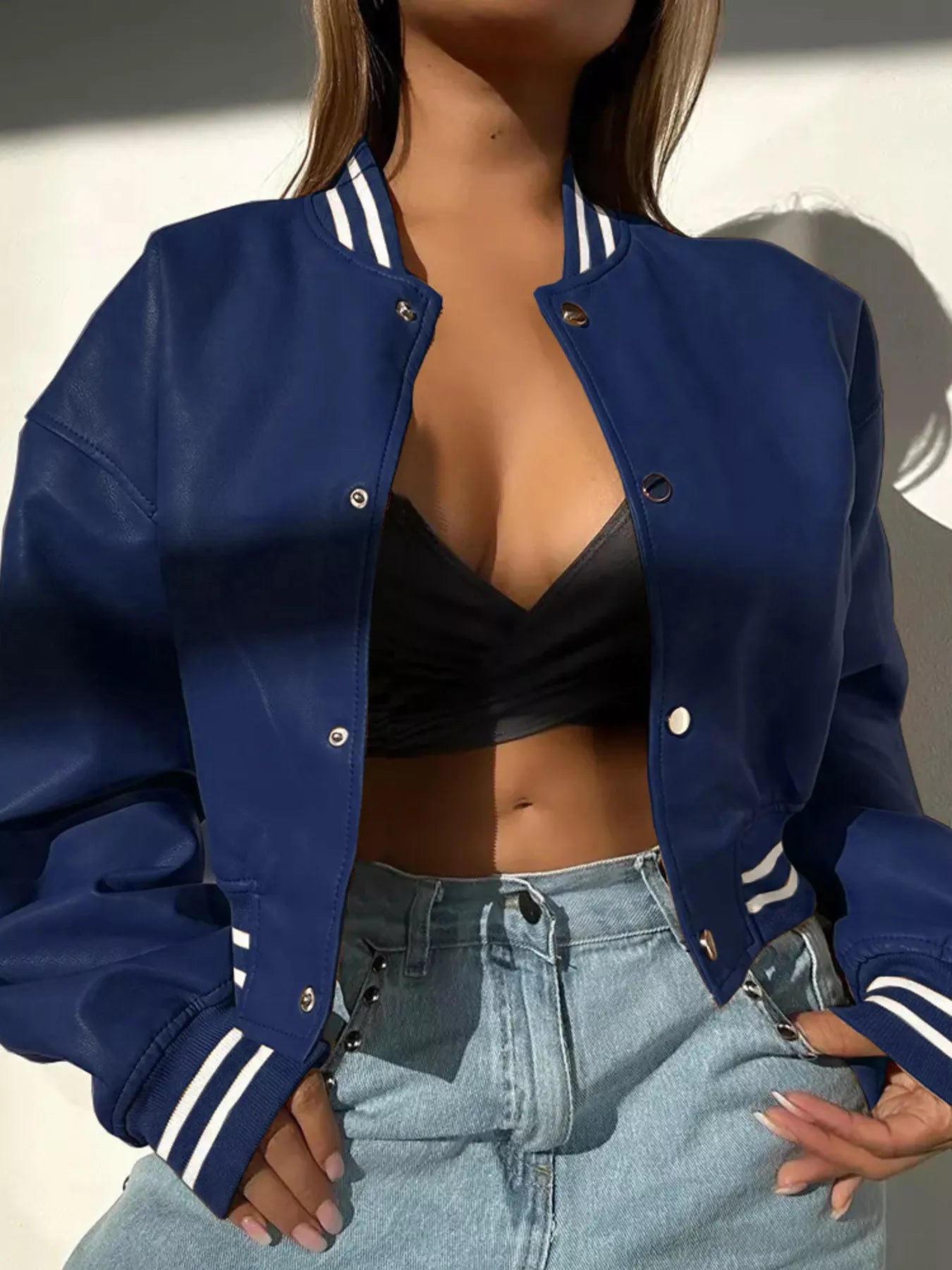 Snap Down Long Sleeve Jacket | Varsity Jackets Jacket from PHUNKYN