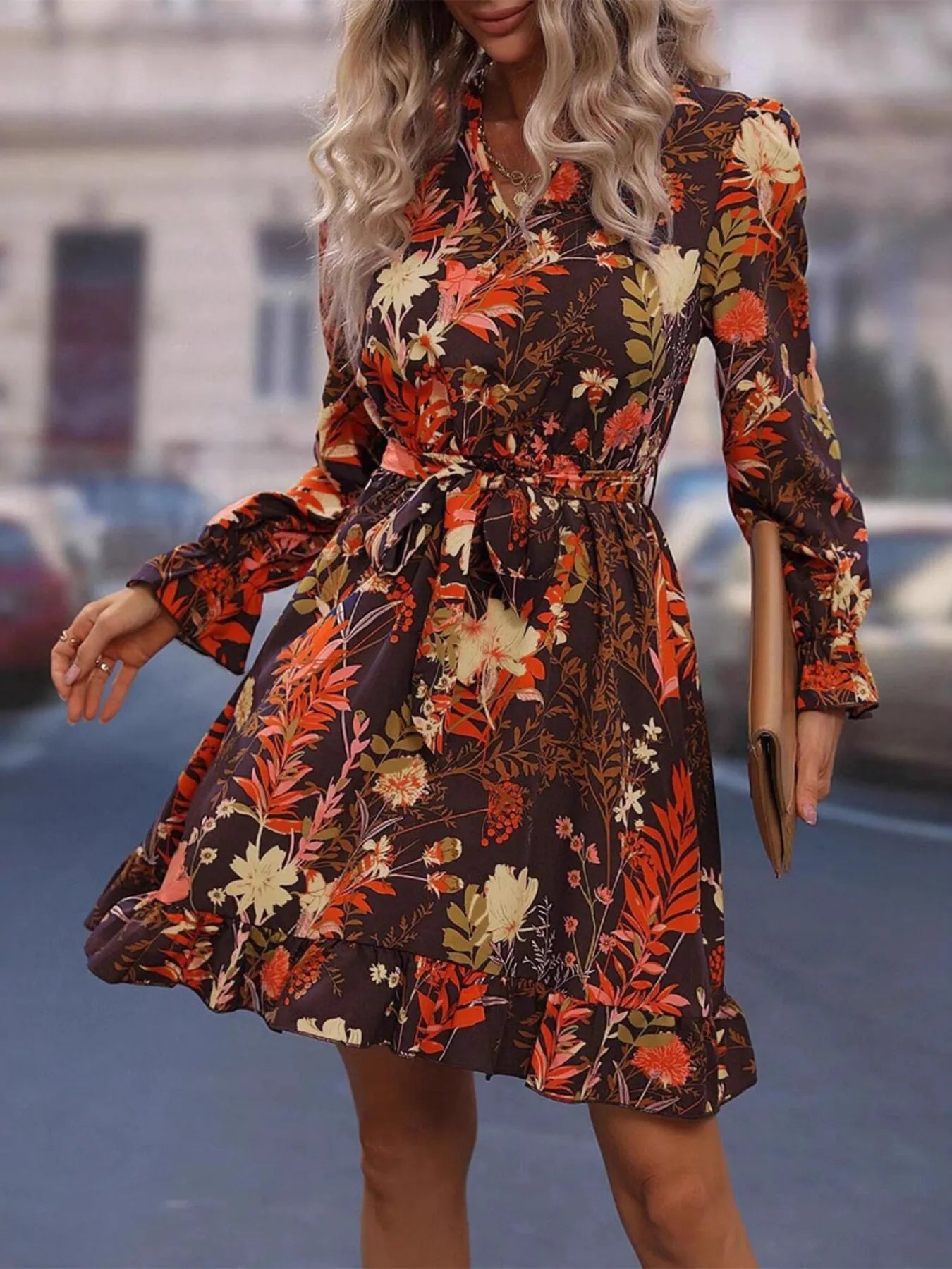 Floral Print Flounce Sleeve Dress | Dresses Dress from PHUNKYN