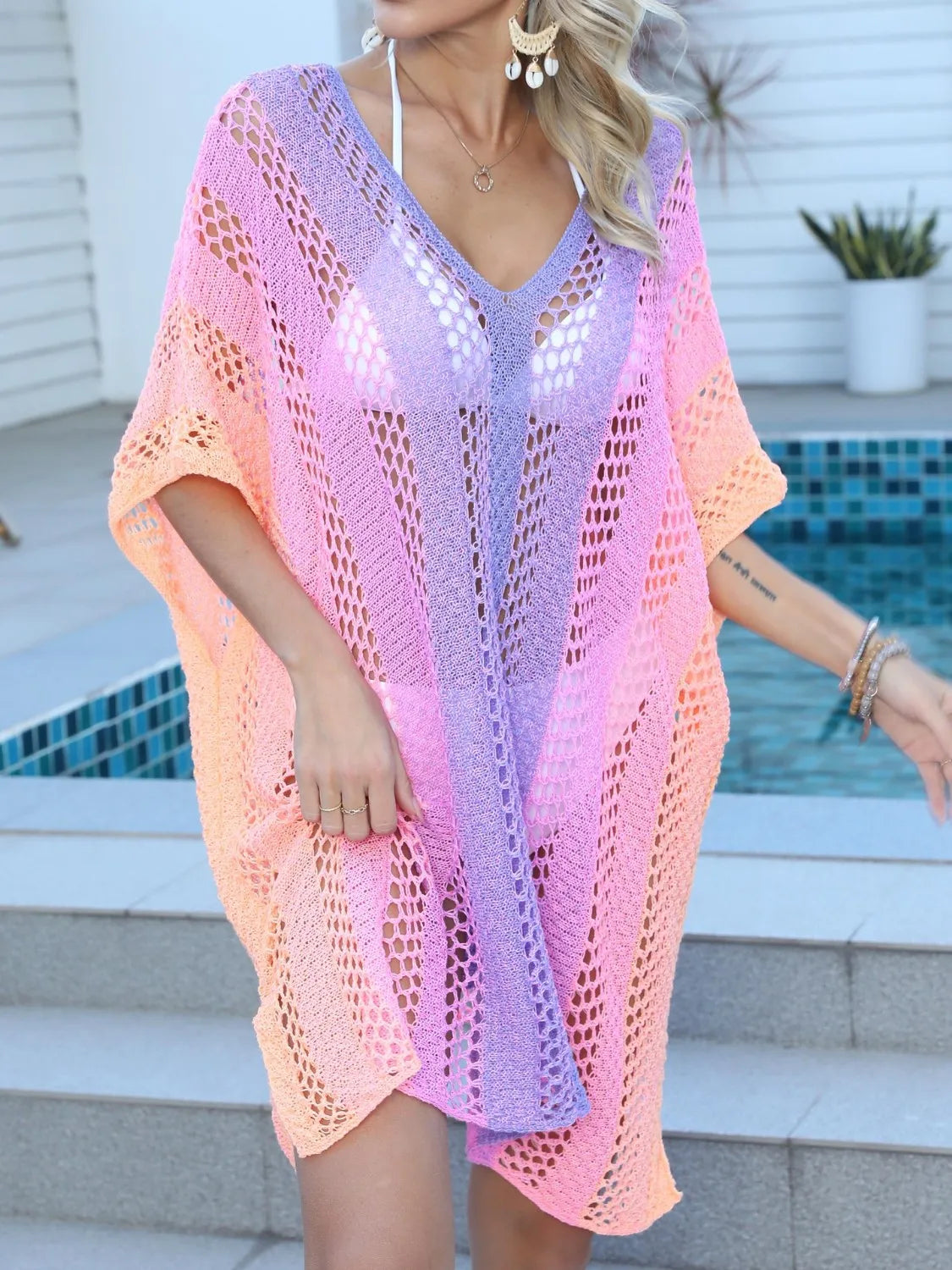 Rainbow Gradient Crochet Beach Cover Up | Cover Ups Cover up from PHUNKYN
