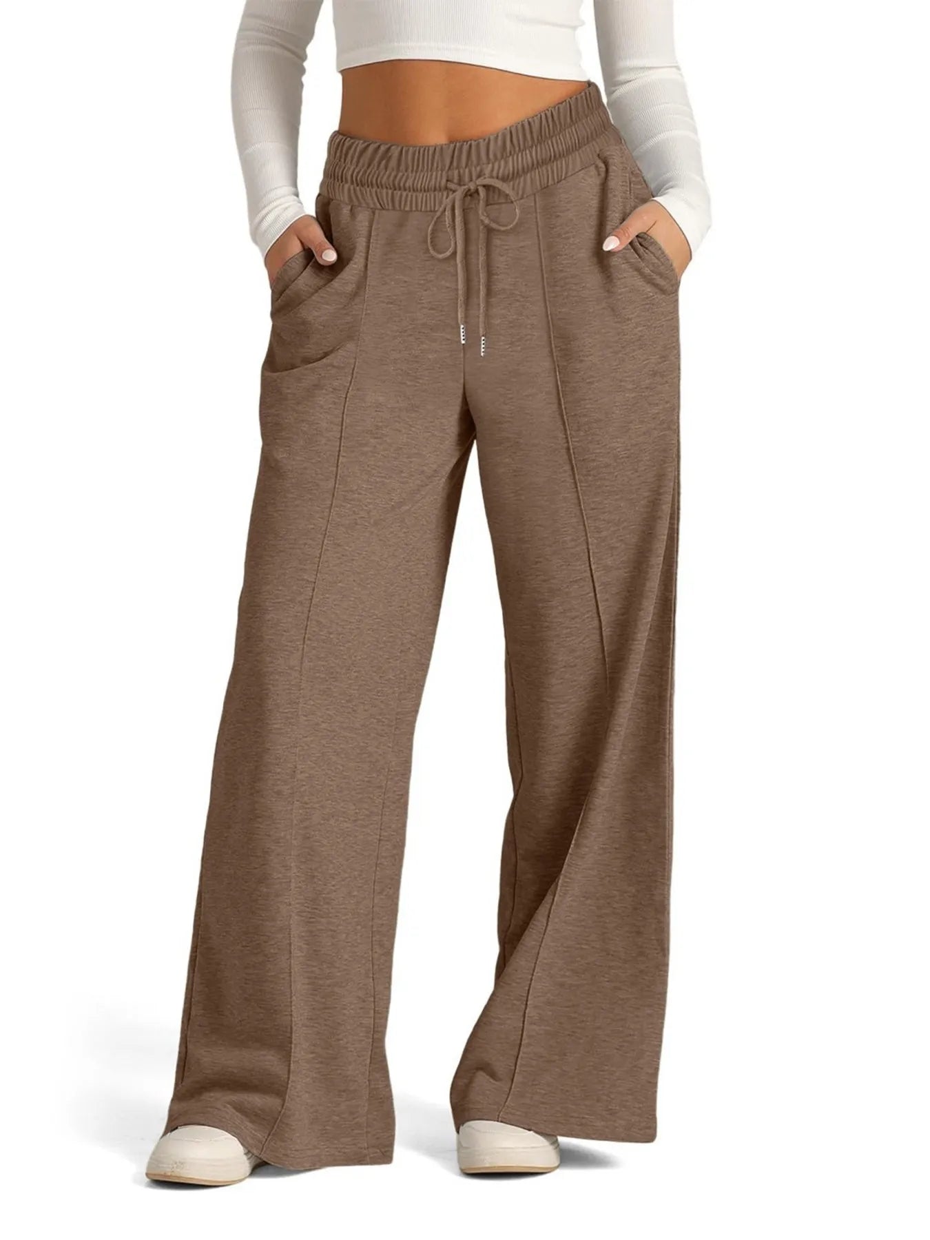 Drawstring Relaxed Fit Wide Leg Pants | Trousers Women's Trousers from PHUNKYN