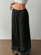 Wide Leg Drawstring Casual Pants | Trousers Wide Leg Pants Set from PHUNKYN