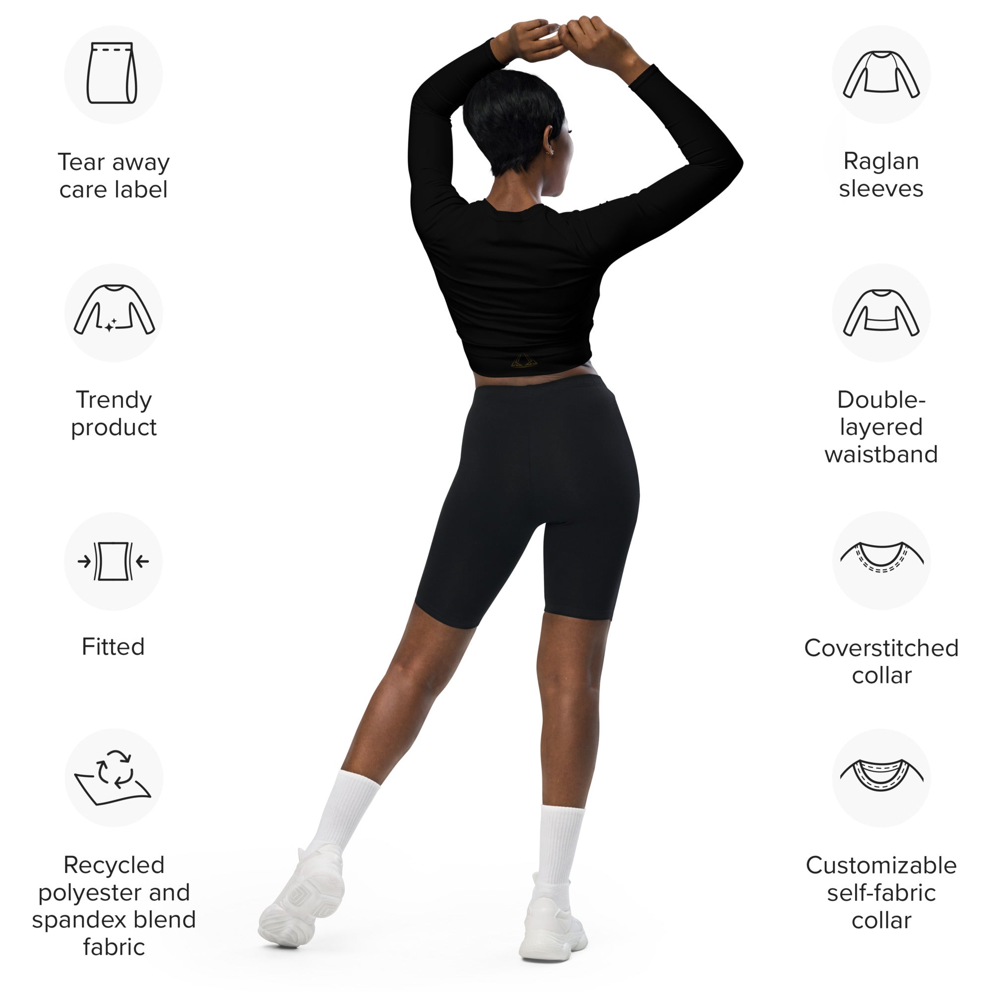 PHUNKYN Athletic Long-sleeve Crop Top (Black) | Crop Tops Crop Top from PHUNKYN