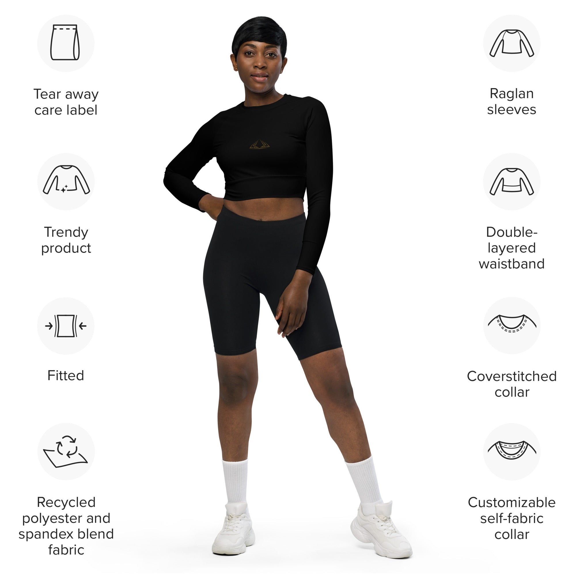 PHUNKYN Athletic Long-sleeve Crop Top (Black) | Crop Tops Crop Top from PHUNKYN