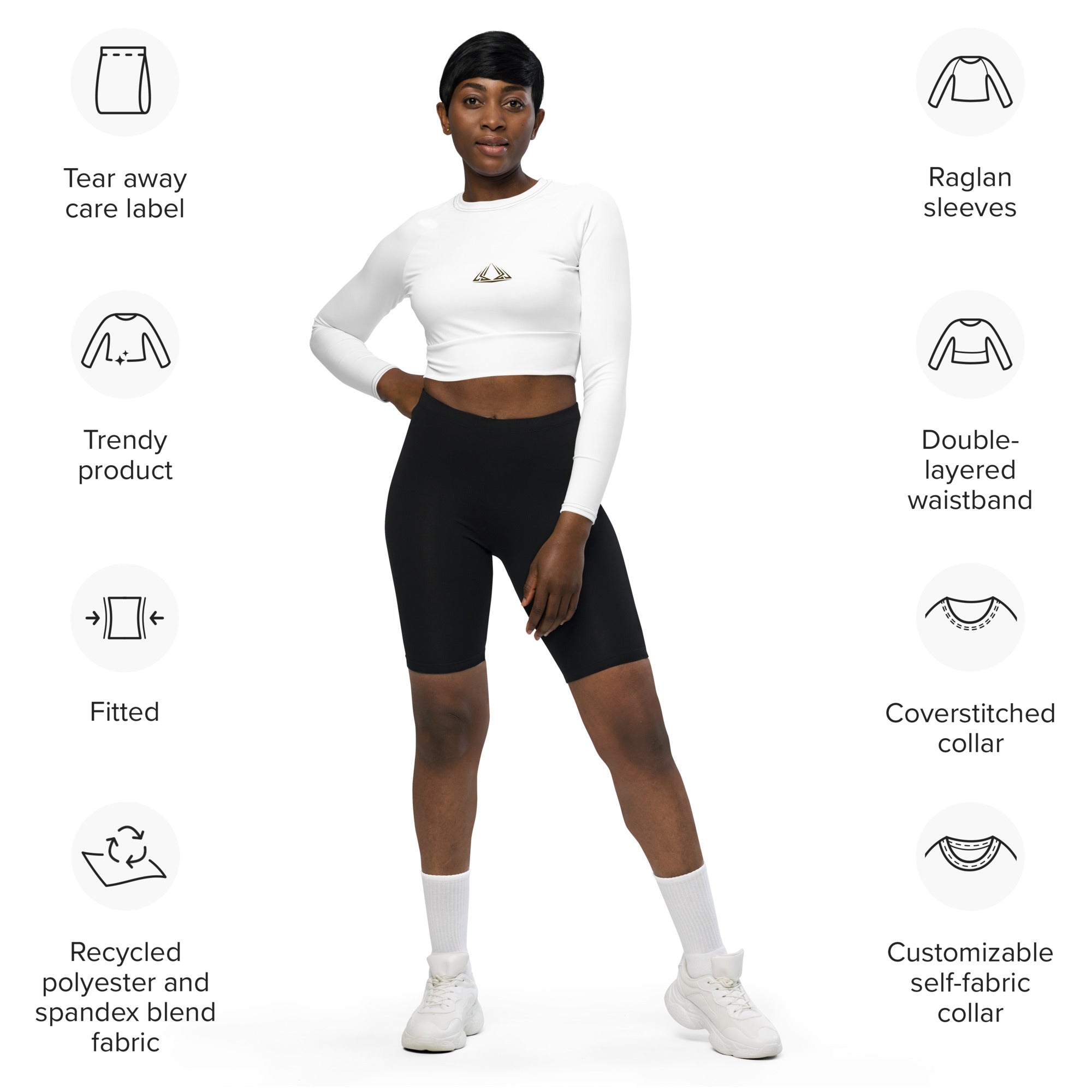 PHUNKYN Athletic Long-sleeve Crop Top (White) | Crop Tops Crop Top from PHUNKYN