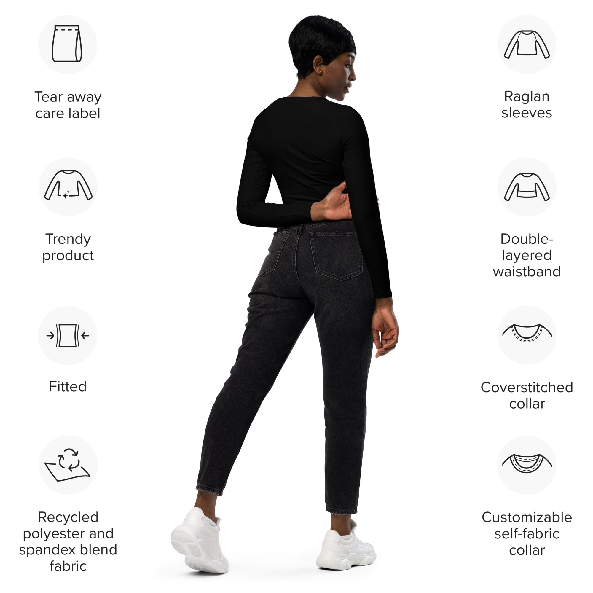 PHUNKYN Athletic Long-sleeve Crop Top (Black) | Crop Tops Crop Top from PHUNKYN