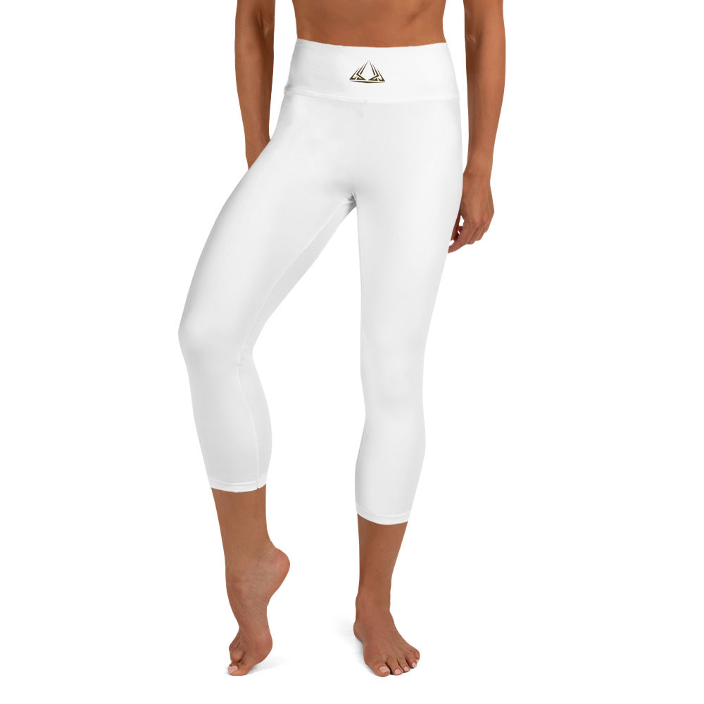PHUNKYN High Waist Yoga Capri Leggings (White) | Leggings Leggings from PHUNKYN