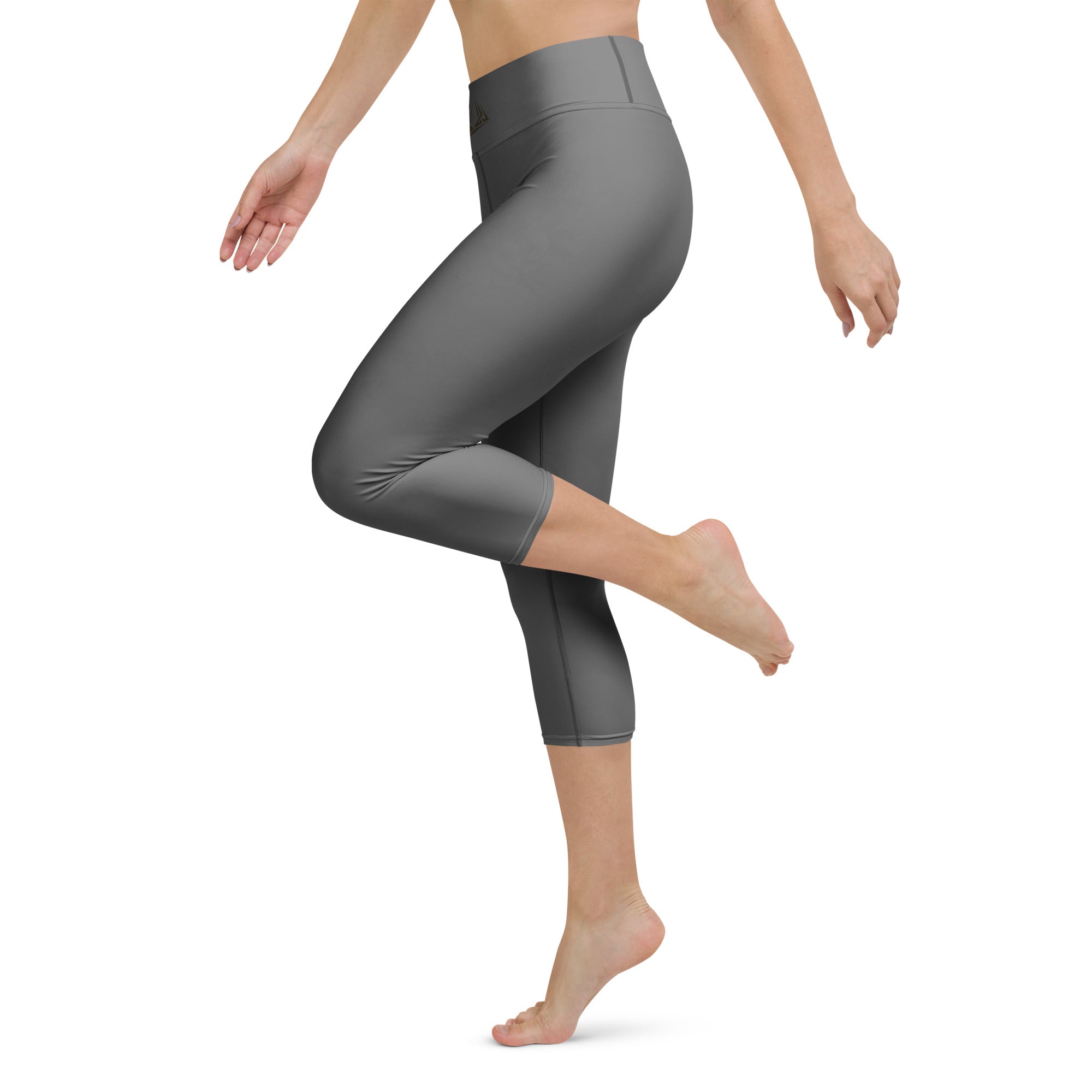 PHUNKYN High Waist Yoga Capri Leggings (Grey) | Leggings Leggings from PHUNKYN