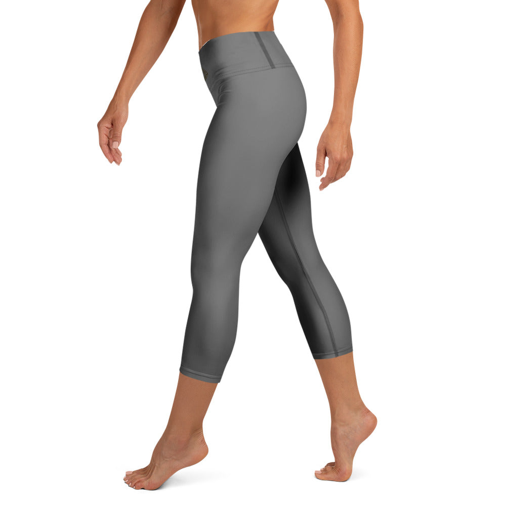 PHUNKYN High Waist Yoga Capri Leggings (Grey) | Leggings Leggings from PHUNKYN