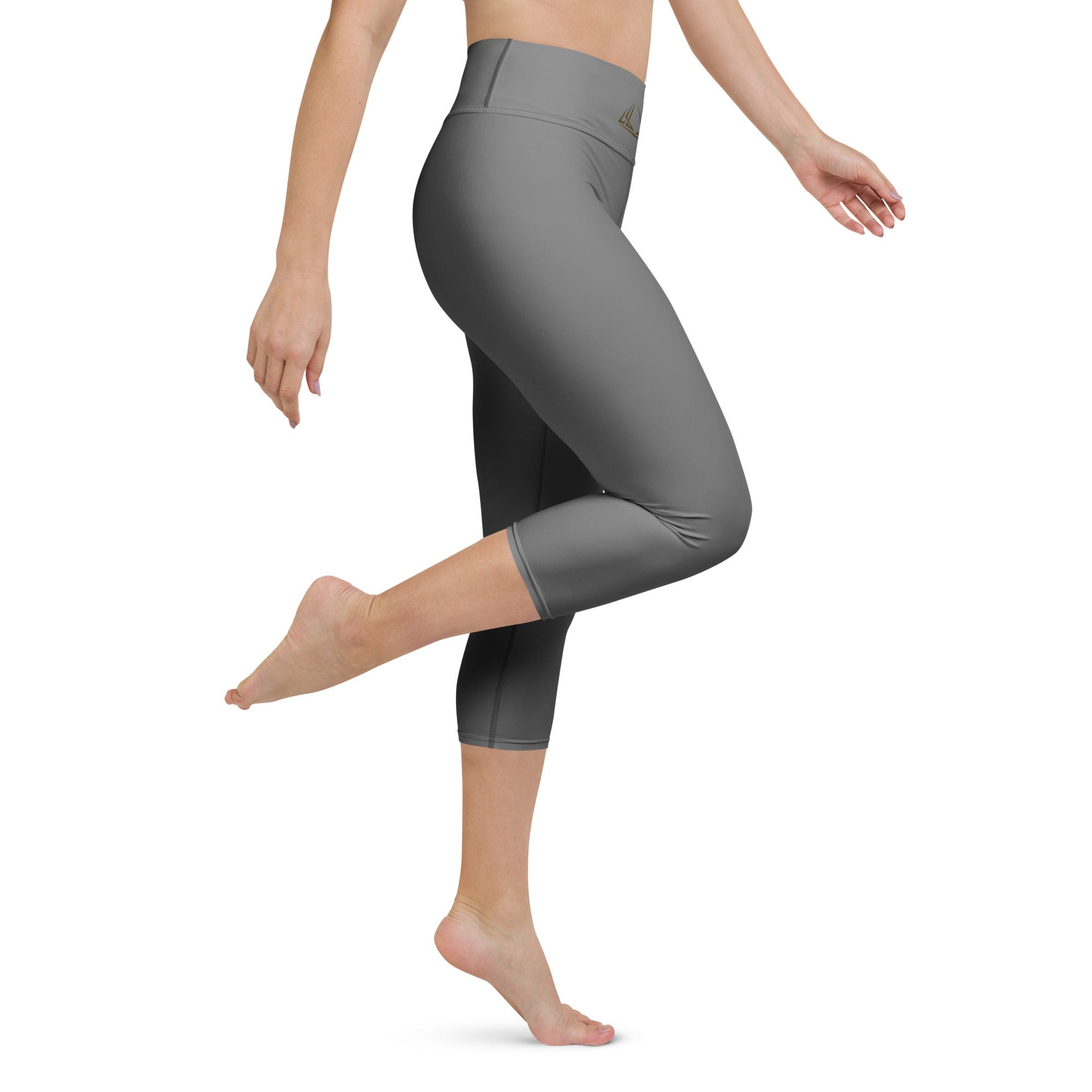 PHUNKYN High Waist Yoga Capri Leggings (Grey) | Leggings Leggings from PHUNKYN