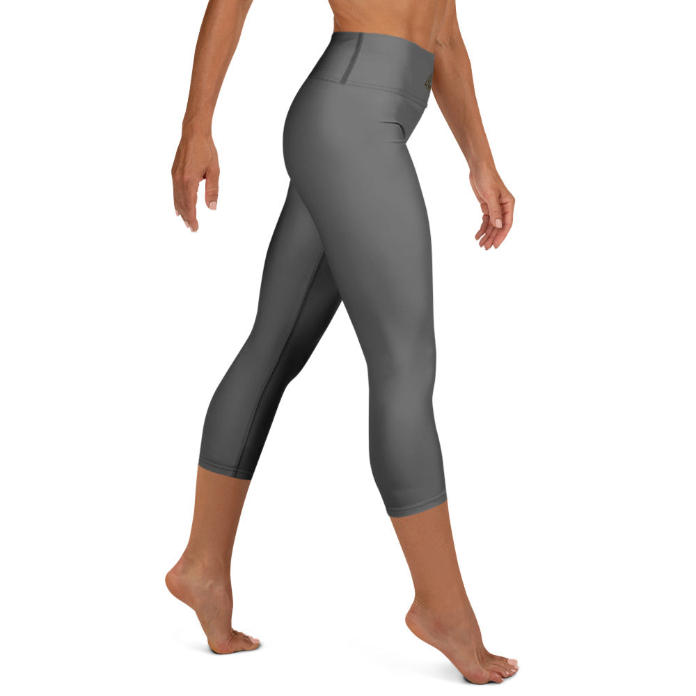 PHUNKYN High Waist Yoga Capri Leggings (Grey) | Leggings Leggings from PHUNKYN