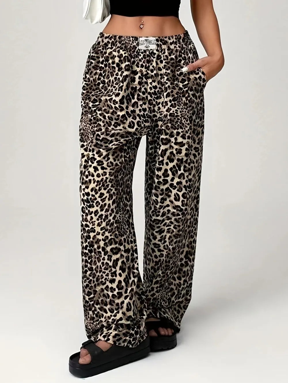 Leopard Wide Leg Pants with Pockets | Wide Leg Pants from PHUNKYN